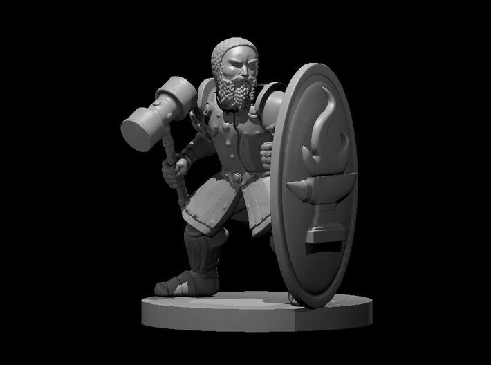 Dwarf Fighter w Tower Shield n Hammer 3d printed