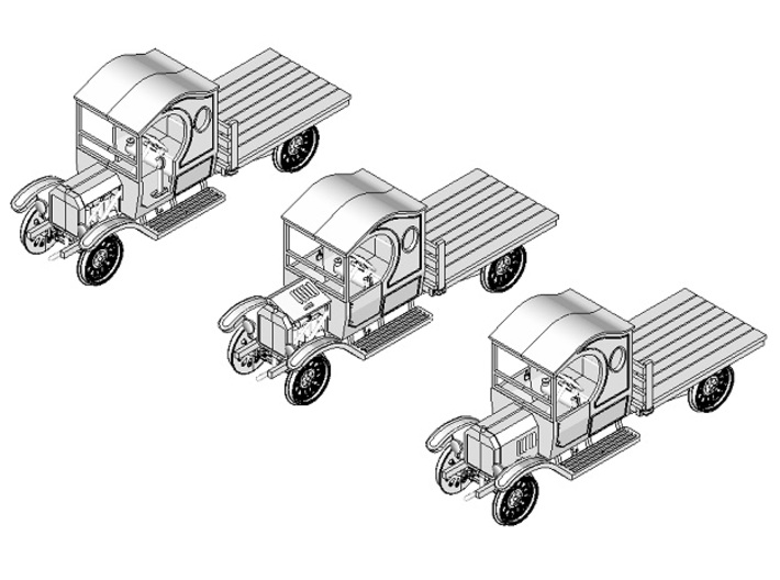 HOn3 1917 Model TT Railtruck Chassis A 3d printed Shown with Flatbed Body options