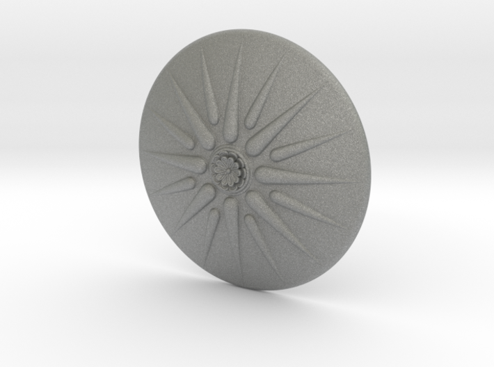 Sun of Vergina Belt Buckle, Detailed Center 3d printed Gray PA12 (front)