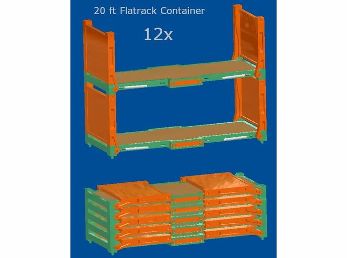 12x 20 ft Flatrack Container 3d printed 