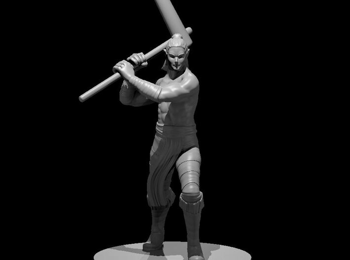 Half Elf Male Barbarian with Mochi Pounder 3d printed