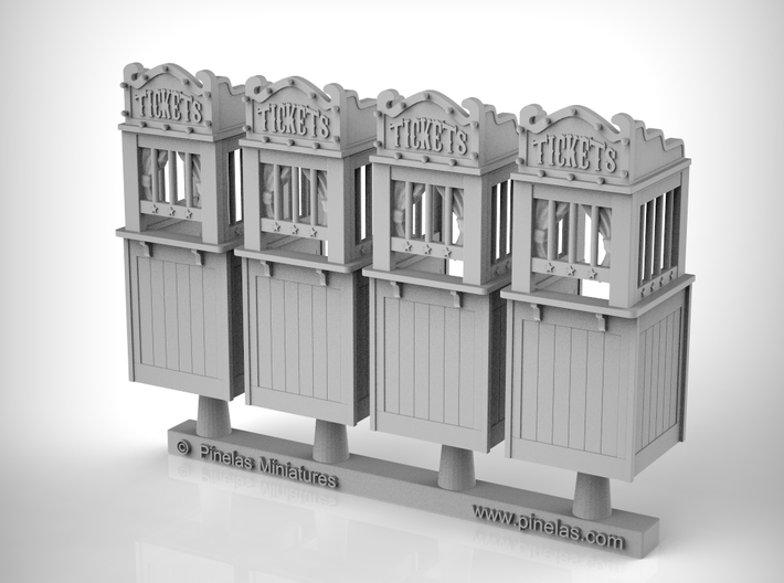 Carnival Ticket Booth 01. 1:87 Scale (HO) x4 Units 3d printed