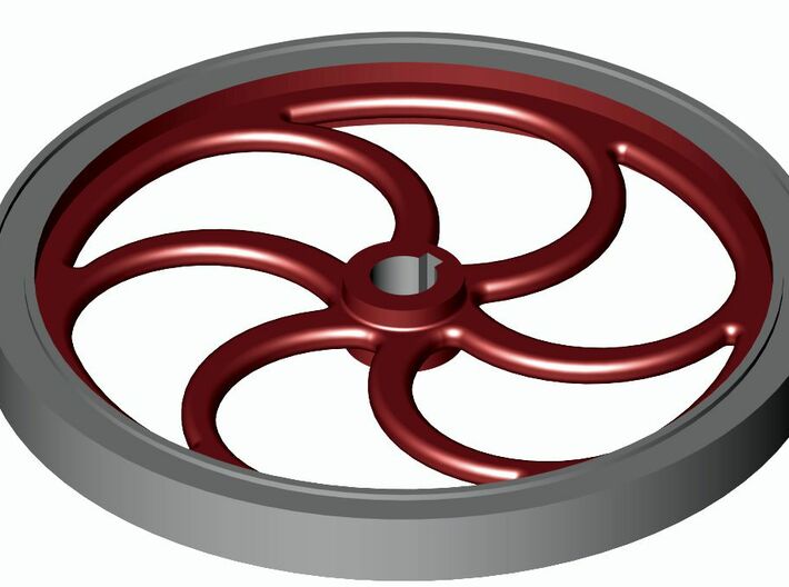 Six Spoke Curved Flywheel 3d printed 