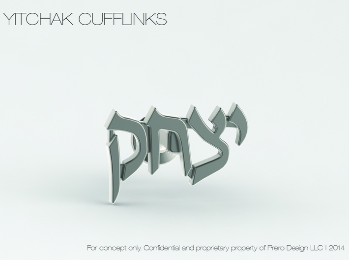 Hebrew Name Cufflinks - &quot;Yitzchak&quot; 3d printed