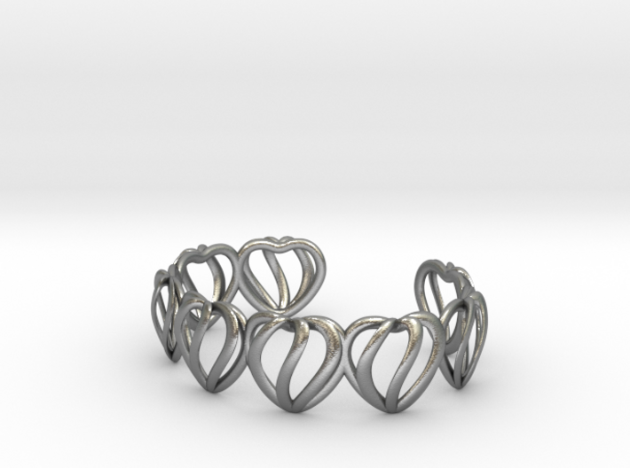 Heart Cage Bracelet (8 small hearts) 3d printed