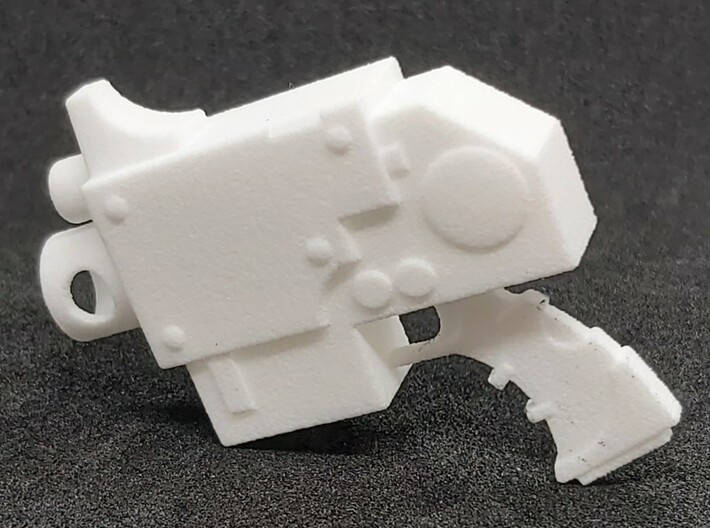 Action Figure Bolt Pistol 3d printed Printed in White Processed Versatile Plastic 