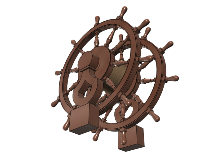 1/96 Wheel and Pedestal for Frigates, Sloops, etc. 3d printed Painting suggestion.
