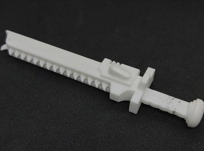Action Figure Chainsword - Left Handed 3d printed Printed in White Natural Versatile Plastic