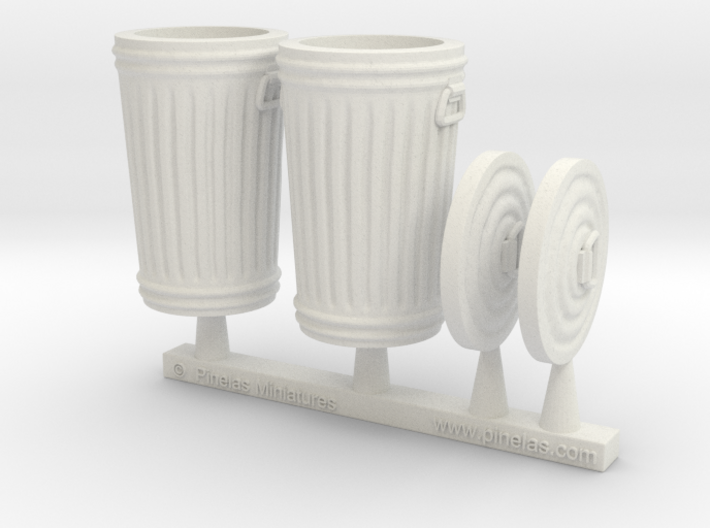 Trash cans 01.  1:43 scale  3d printed 