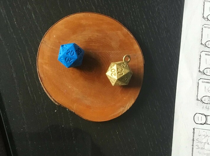 2020 die size bead 3d printed Blue die is this model, gold is the 2020 gift (Small Die Size), Both are White Natural Versatile plastic, painted.