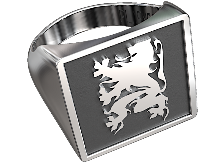 Flanders Lion square ring 3d printed 