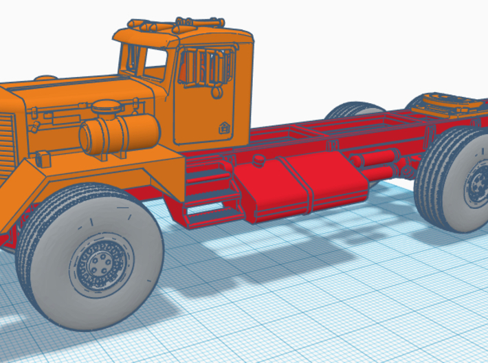 1/50th Kenworth 953 early truck CAB only 3d printed Shown on frame for reference