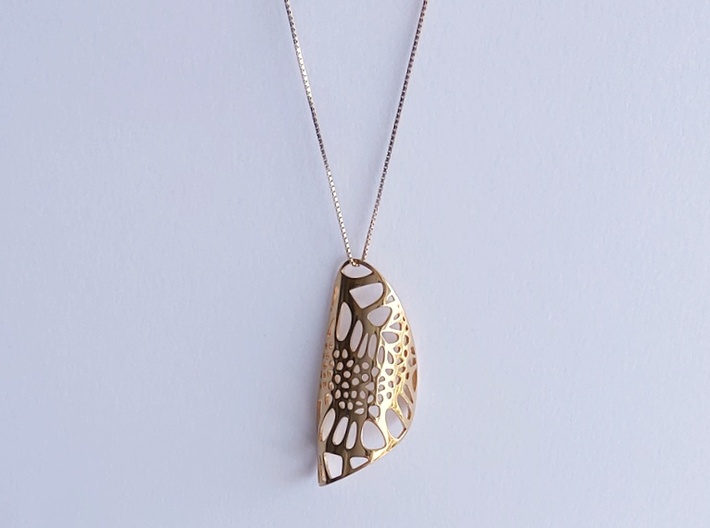 Lace Petal pendant 3d printed Petal pendant - 14k Gold Plated