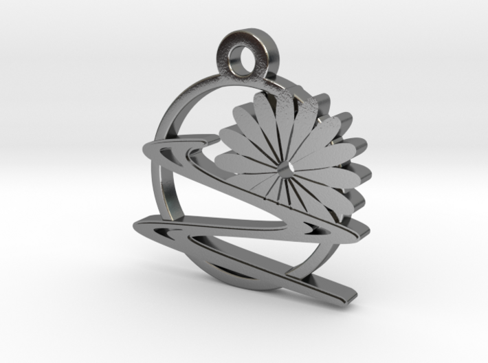 Chrysanthemum and Water Charm Necklace n76 3d printed