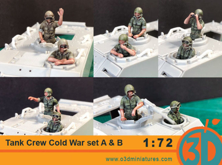 Tank Crew Cold War Set B 1/72 scale 3d printed Sample Figures painted are from this and another set. M113 AFV not included. 3d printed figures come unpainted.