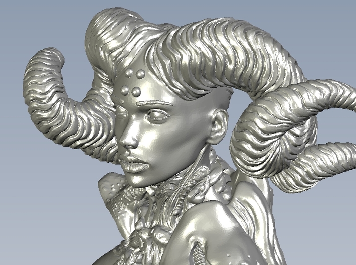1/9 scale Devil's priestess with horns bust 3d printed 