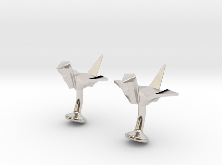 Origami Crane Cufflinks 3d printed