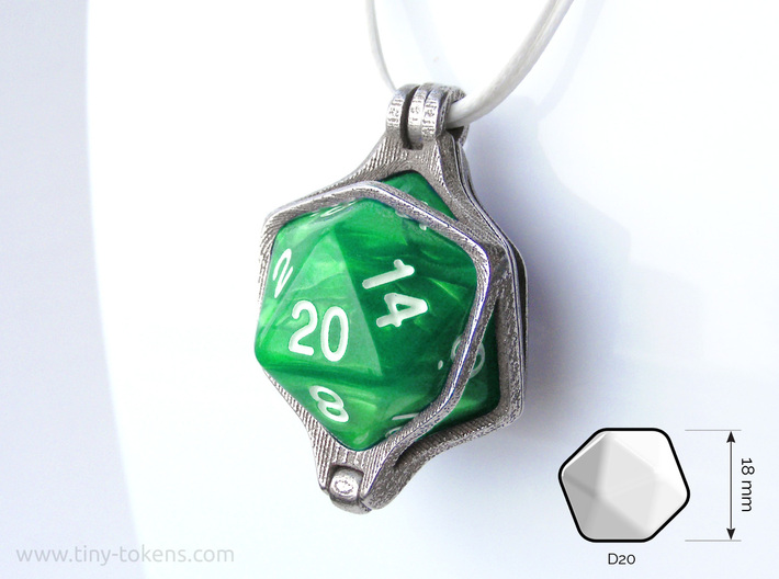 Dice pendant - D20 -18mm (steel) (VZ5D5V6W7) by Foxworks