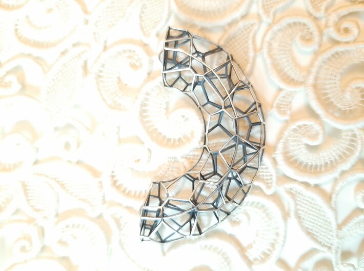 Voronoi arc pendant 3d printed Material: Antique Silver