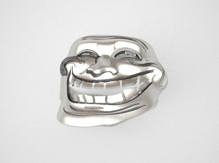 Trollface meme ring 3d printed 