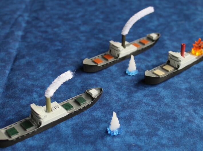 Three island cargo ship 1/700  3d printed Model built by rjg173 for Wings of Glory