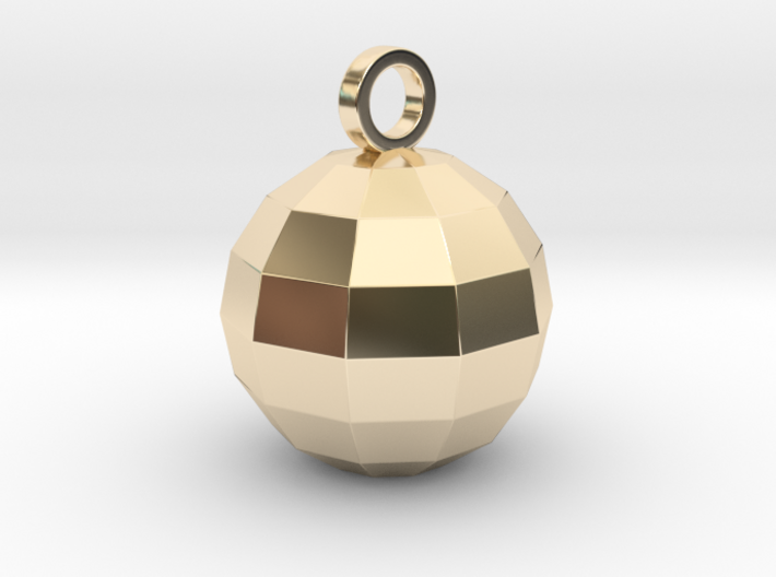 disco ball pendant polished 3d printed 14K Yellow Gold