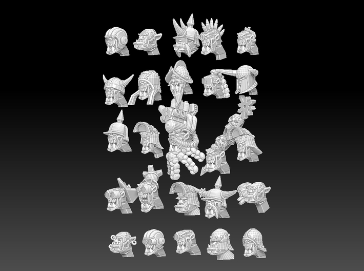 Orc Heads Megapack 3d printed 