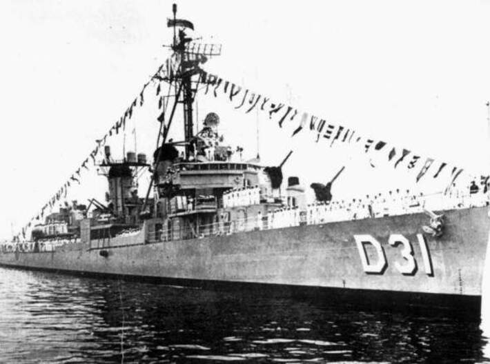 Nameplate Piaui D31 (10 cm) 3d printed Fletcher-class destroyer Piaui D31, ex-USS Lewis Hancock DD-675..