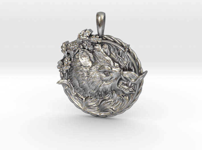 MIGHTY BOAR Symbol Jewelry Pendant 3d printed