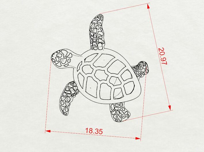 Sea turtle pendant 3d printed 