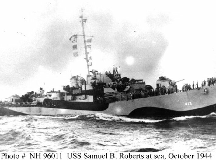 Nameplate USS Samuel B. Roberts DE-413 3d printed John C. Butler-class destroyer escort USS Samuel B. Roberts DE-413.