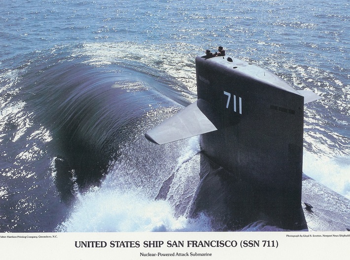 Nameplate USS San Francisco SSN-711 (10 cm) 3d printed Los Angeles-class nuclear-powered attack submarine USS San Francisco SSN-711.