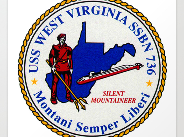 Nameplate USS West Virginia SSBN-736 (10 cm) 3d printed 