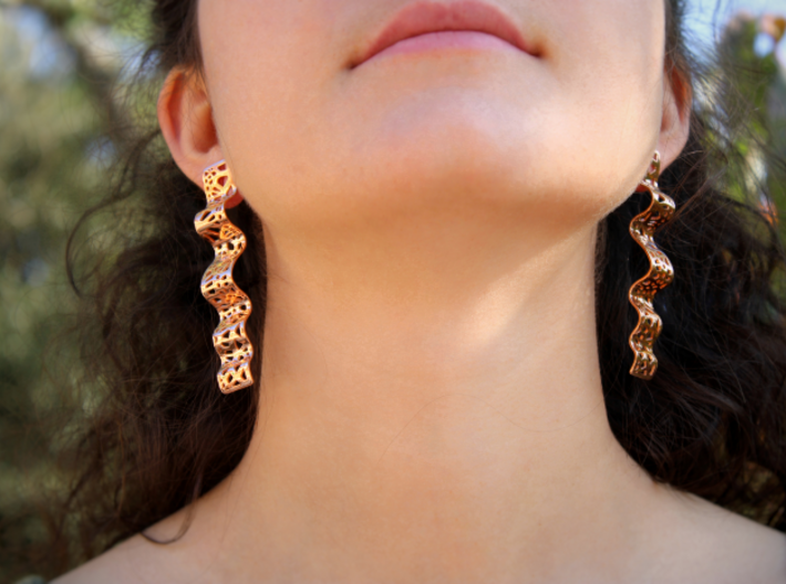 Lace Ribon Earrings 3d printed Lace Ribbon earrings - Rose Gold Plated