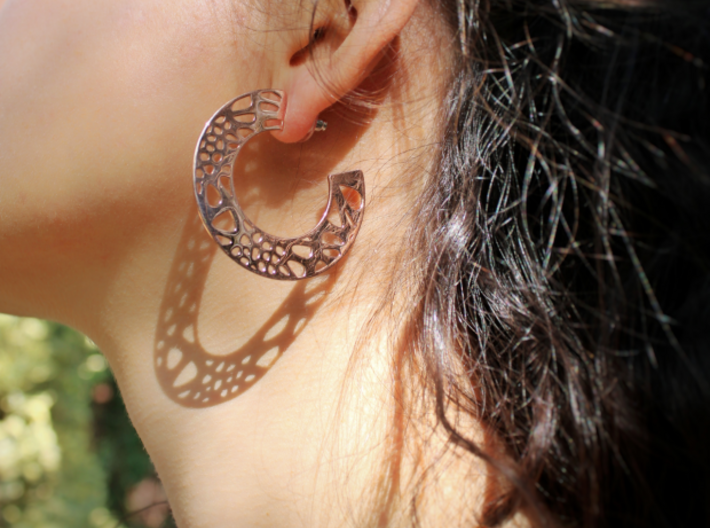Lace Hoops Earrings 3d printed Lace hoop earrings - Rose Gold Plated
