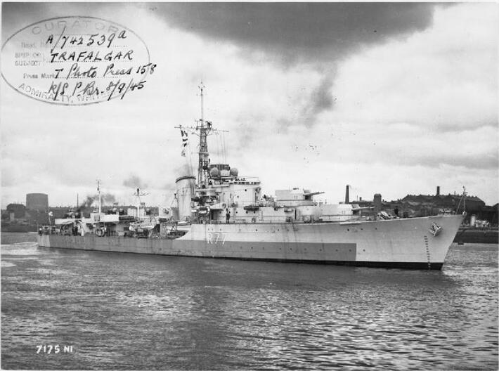 Nameplate HMS Trafalgar 3d printed Battle-class destroyer HMS Trafalgar.