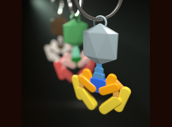 Bacteriophage Keychain 3d printed 