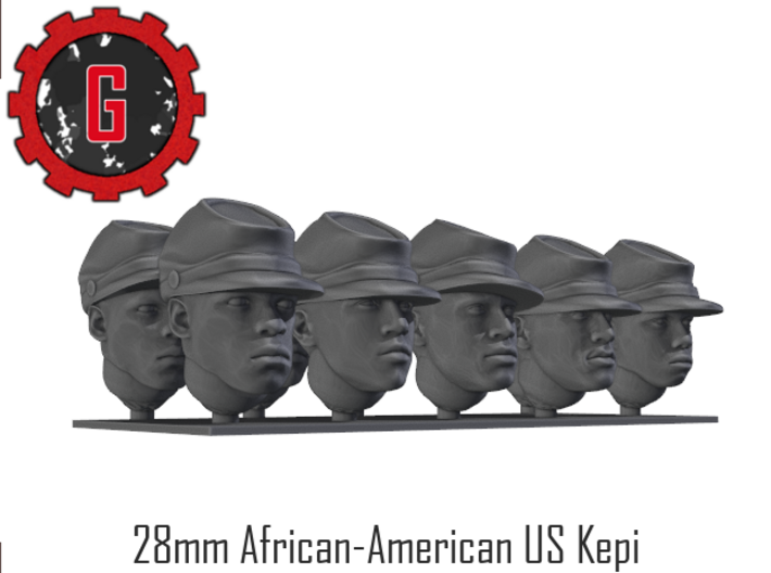 28mm Heroic Scale US Kepi, African-American heads 3d printed