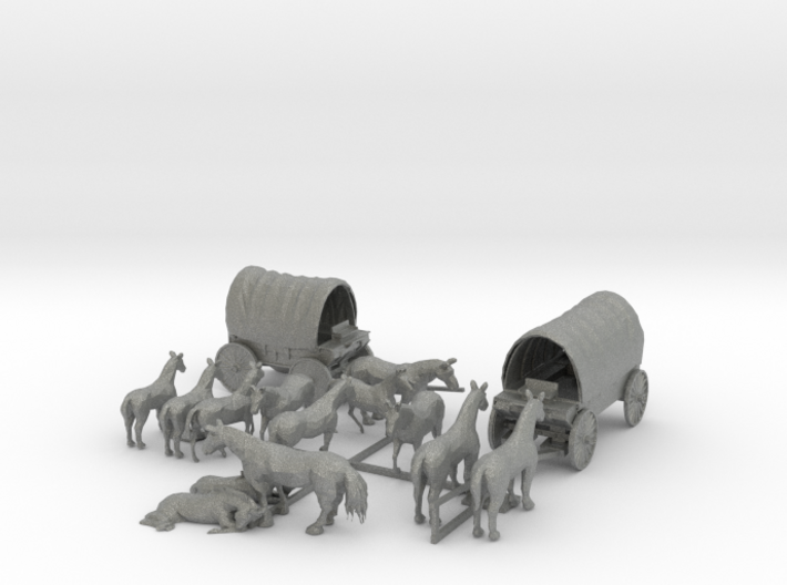 N Scale Wagons Horses 2 3d printed This is a render not a picture