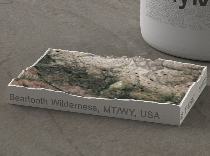 Beartooth Mtns, Montana/Wyoming, USA, 1:500000 3d printed 