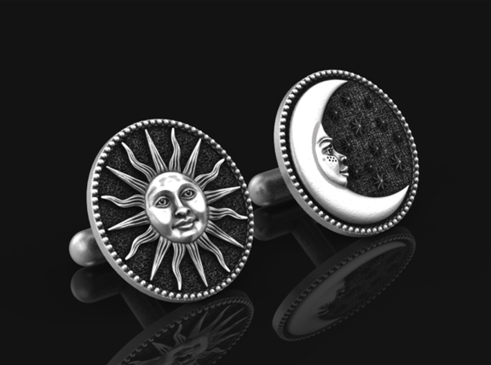 Sun & Moon Cufflinks 3d printed 