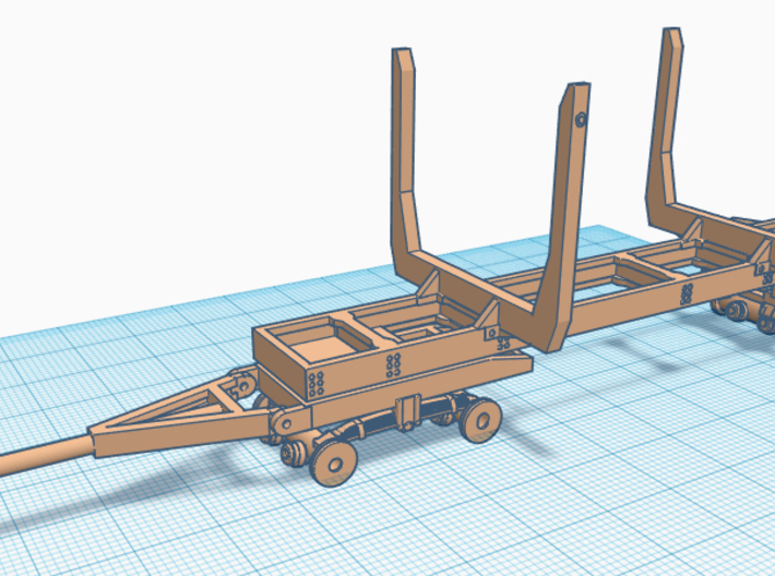 1/50th 20' log trailer, tandem axle front, angle 3d printed