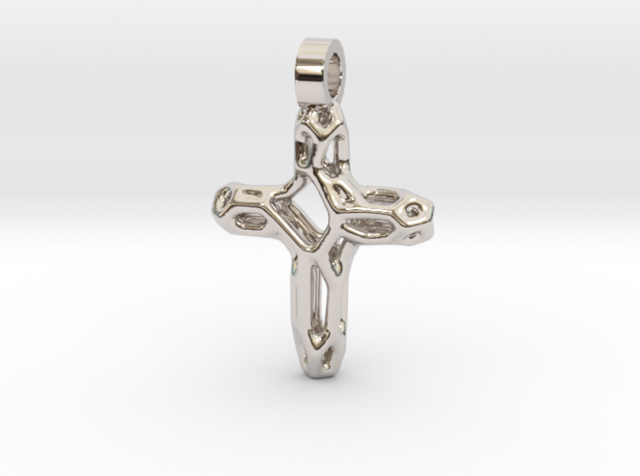 Cross Voronoi Necklace Pendant 3d printed