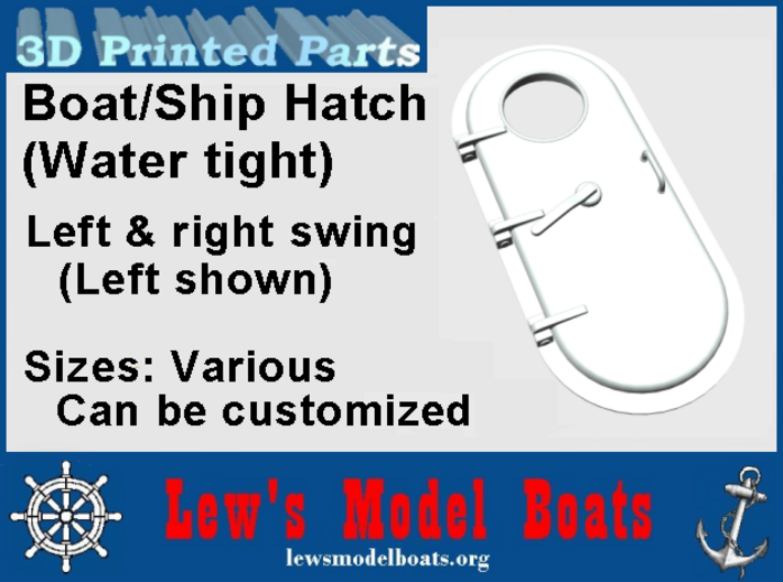 Hatch, Watertight, Ship/Boat (Right Swing) 3d printed (Left Hand swing is shown in picture.)