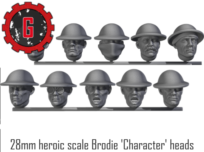 28mm heroic scale brodie character heads 3d printed
