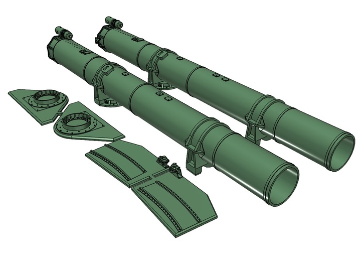 1/16 Aft Torpedo Tubes for PT Boats 3d printed 