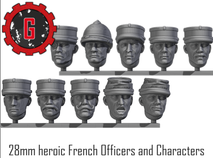 28mm Heroic Scale French Officers headset 3d printed