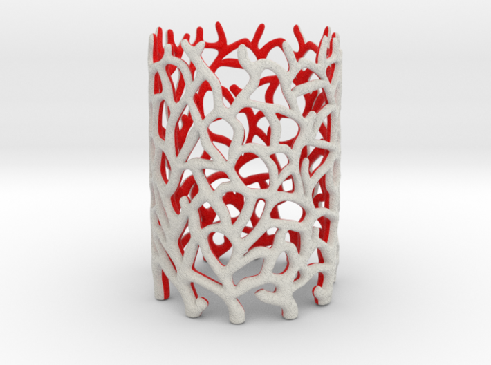 Coraline Tealight White/Red Sandstone 3d printed 