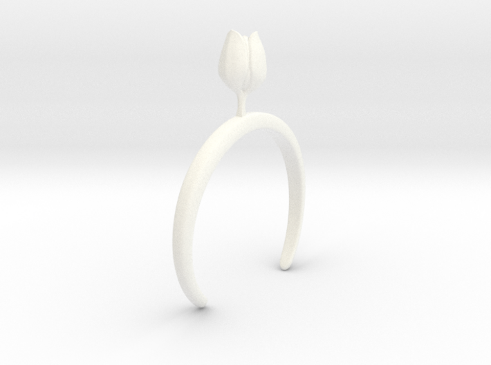 Bracelet with one large closed flower of the Tulip 3d printed