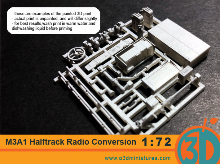 US halftrack Radio Conversion Set 1/72 scale 3d printed 3d printed in Smooth Fine Detail Plastic with a light coat of grey primer